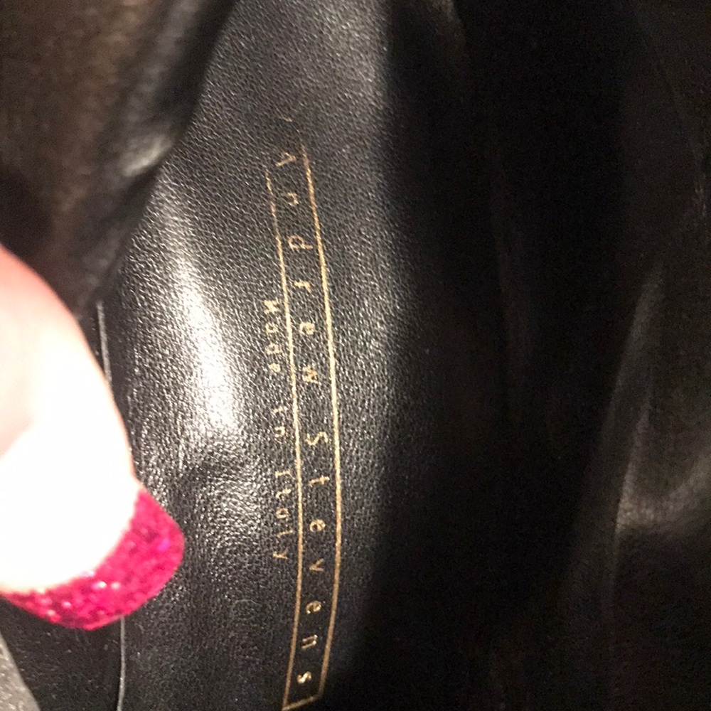 Andrew Stevens leather Boots Made in ITALY Romantic Ruffle Edge side Buttons - Picture 4 of 5
